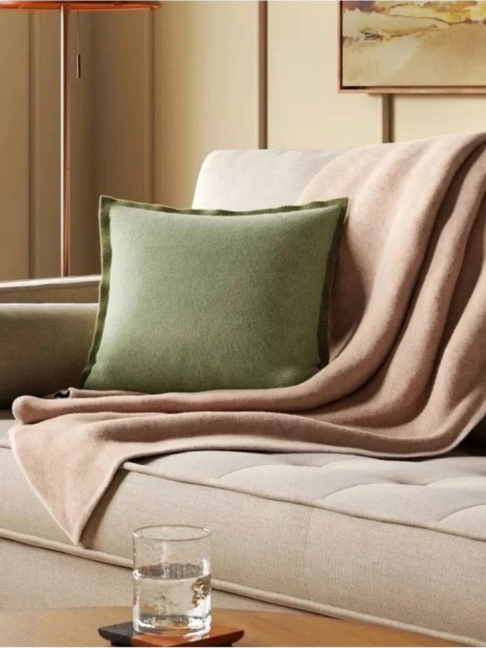 THRESHOLD Cashmere Like Soft Cozy Throw Blanket Tan Beige